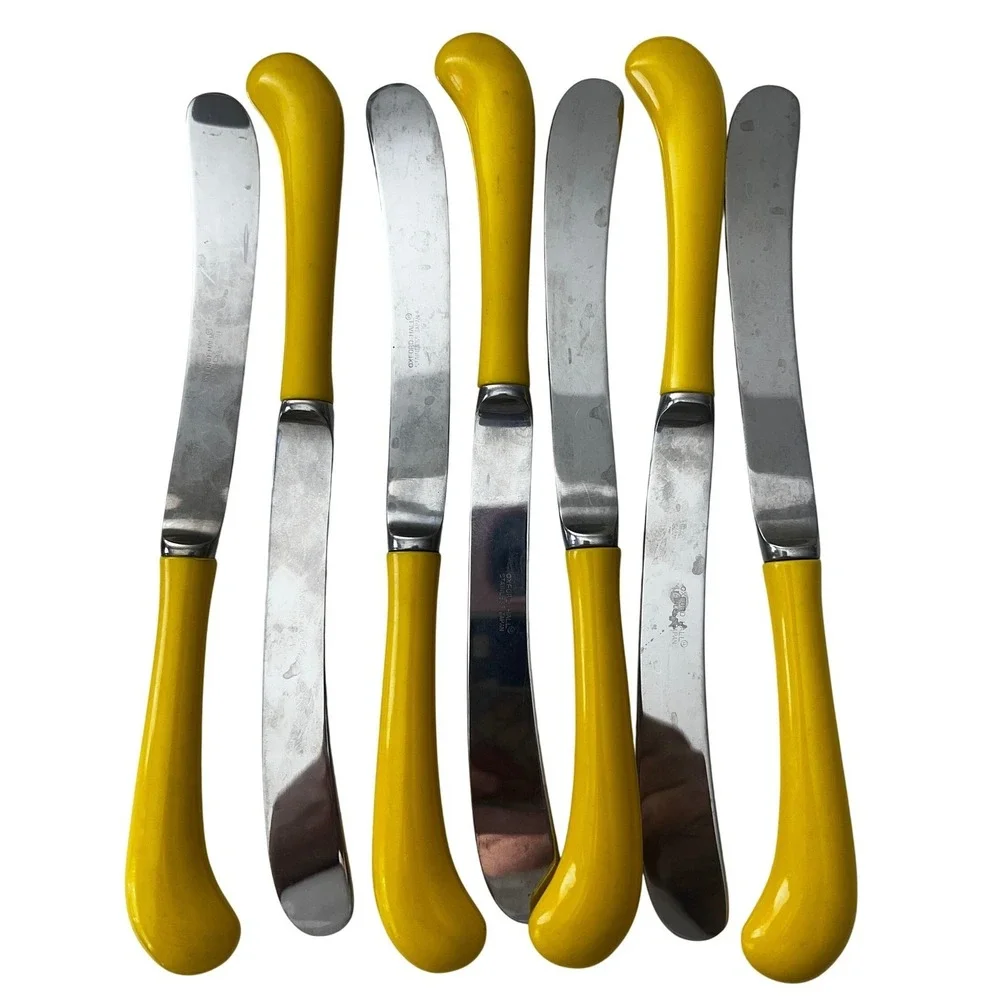 Vintage/Retro Oxford Hall Yellow Handle Stainless Flatware Set 35 Pc‎ Dining